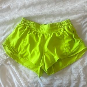 Highlight yellow lululemon shorts